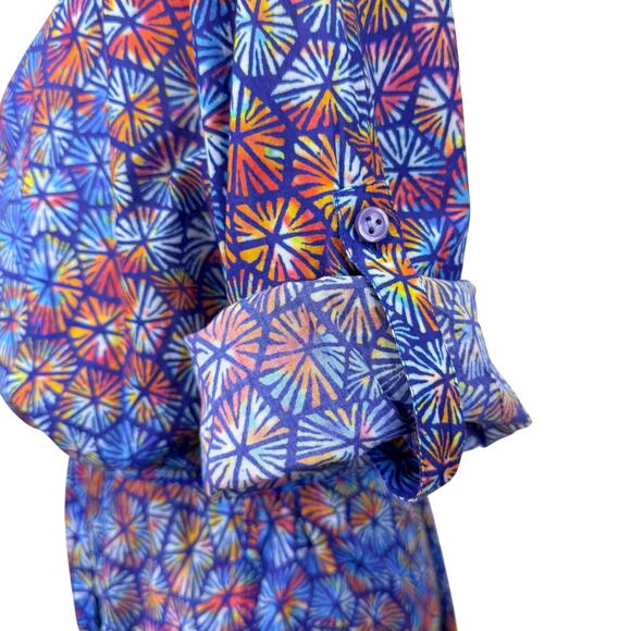 VILEBREQUIN Geometric Cotton Shirtdress Womens L Multi Turtle Shell Print Resort - Picture 7 of 16